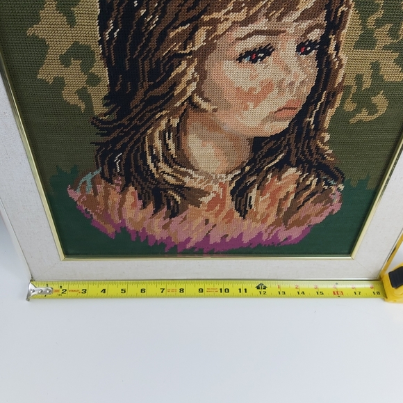 Vintage needlepoint framed wall art 14x18 inches - Picture 10 of 15